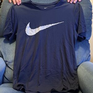Nike Dark Blue Tee with White Swoosh